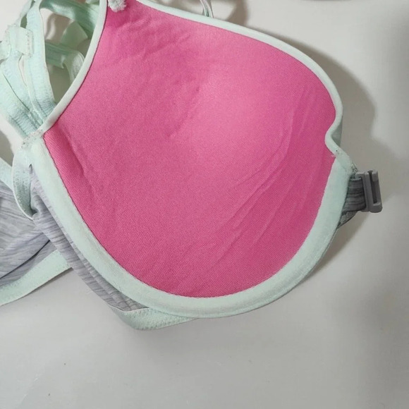 Victorias Secret PINK Wear Everywhere Push Up Bra Size 32DD Green Front Closure - Picture 5 of 11